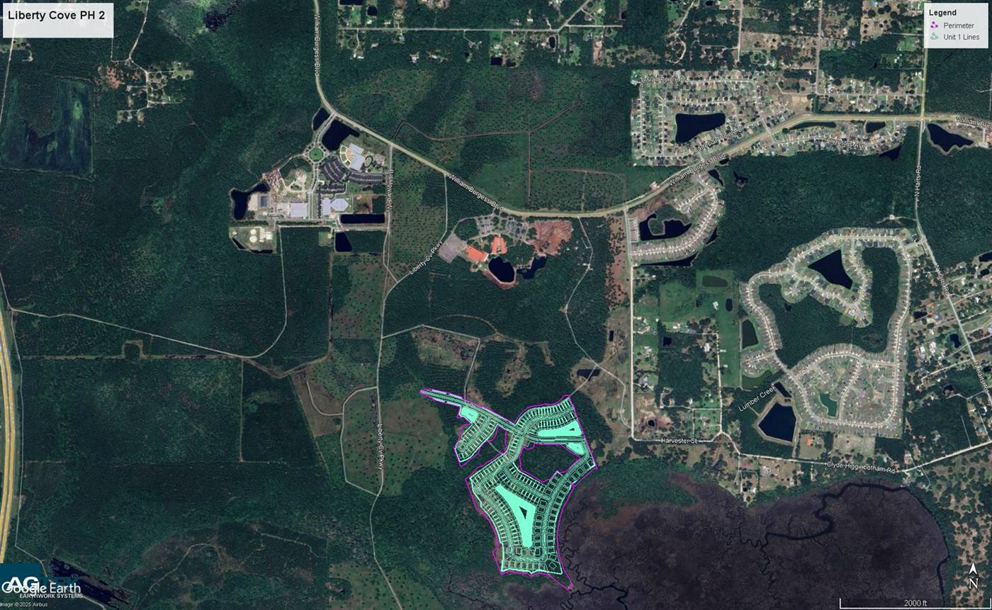 Aerial site plan of a development